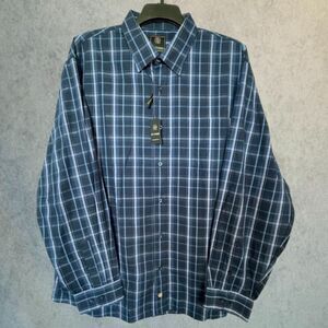 FX Fusion Mens Button Up Shirt Blue Plaid Long Sleeve Lightweight Shirt Size 2XL